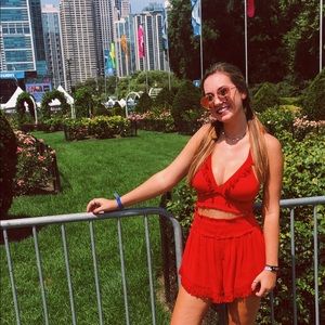 FREE PEOPLE RED MATCHING SET SIZE SMALL